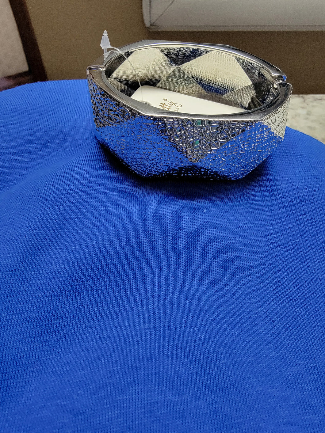 Accessories- Silver Textured Spring Cuff Bracelet
