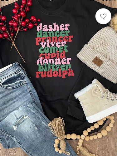Tops- Dasher, Dancer…. Rudolph Christmas Sweatshirt