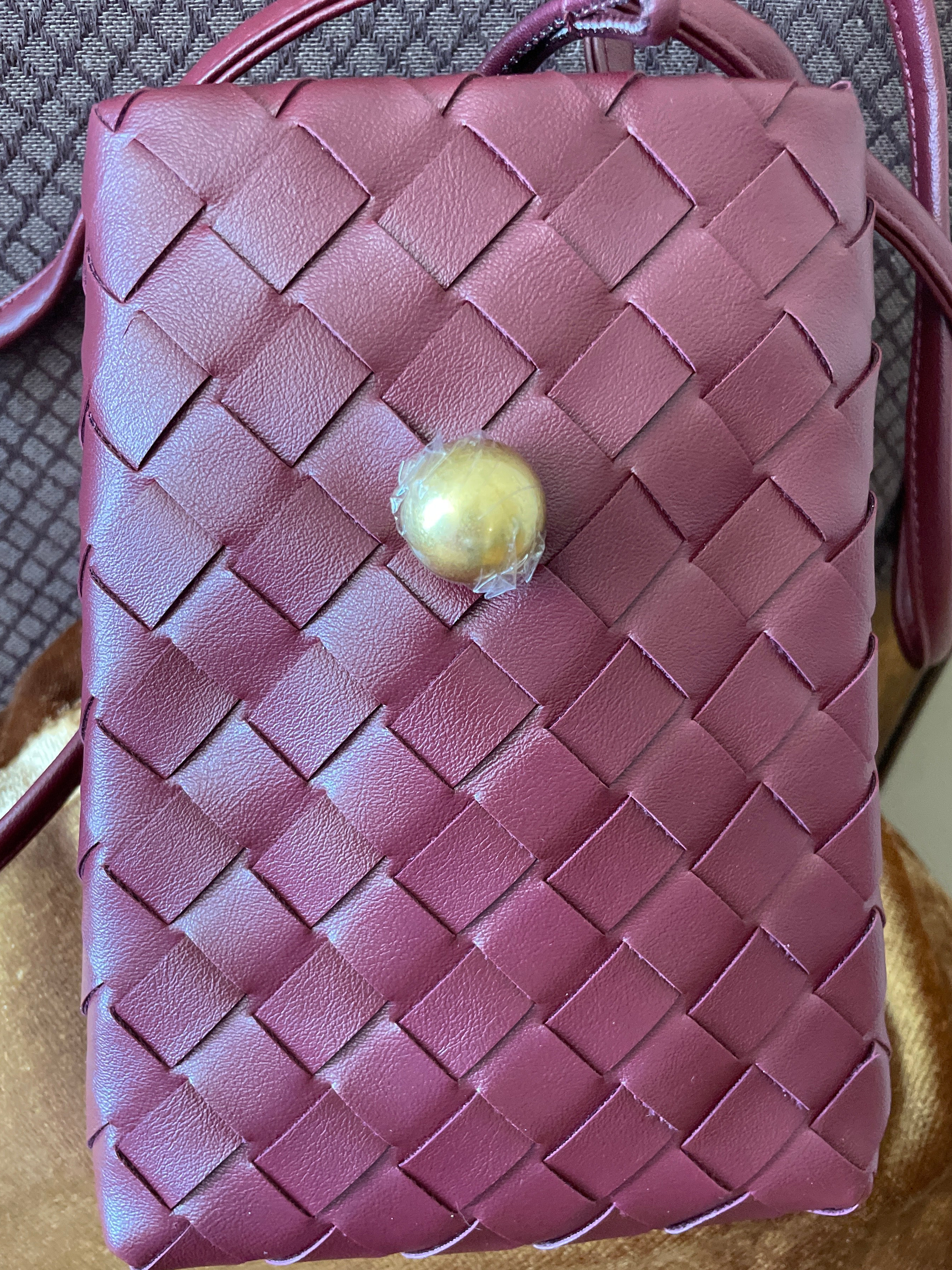 Accessories - Burgundy Crossbody/Wristlet W/Diamond Decor