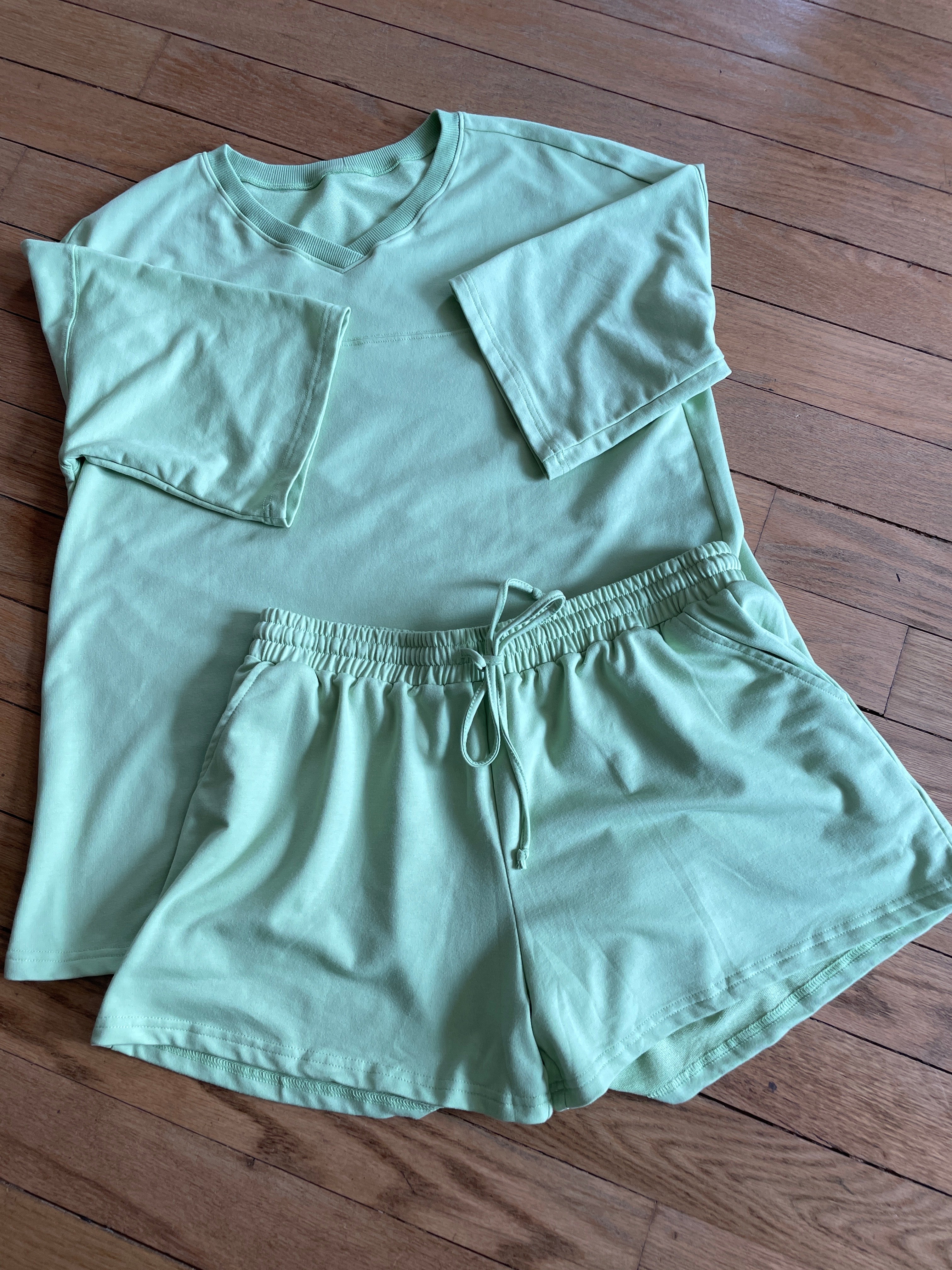 Sets - Green Short Sleeve Top & Shorts