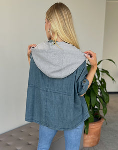 Tops - Denim Jacket w/ Detachable Hoodie