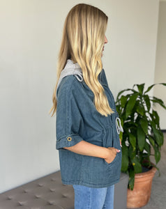 Tops - Denim Jacket w/ Detachable Hoodie