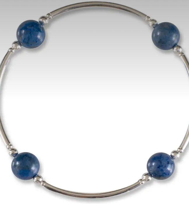 Accessories-Elegant Denim Gemstones Sterling Silver Gratitude Bracelet