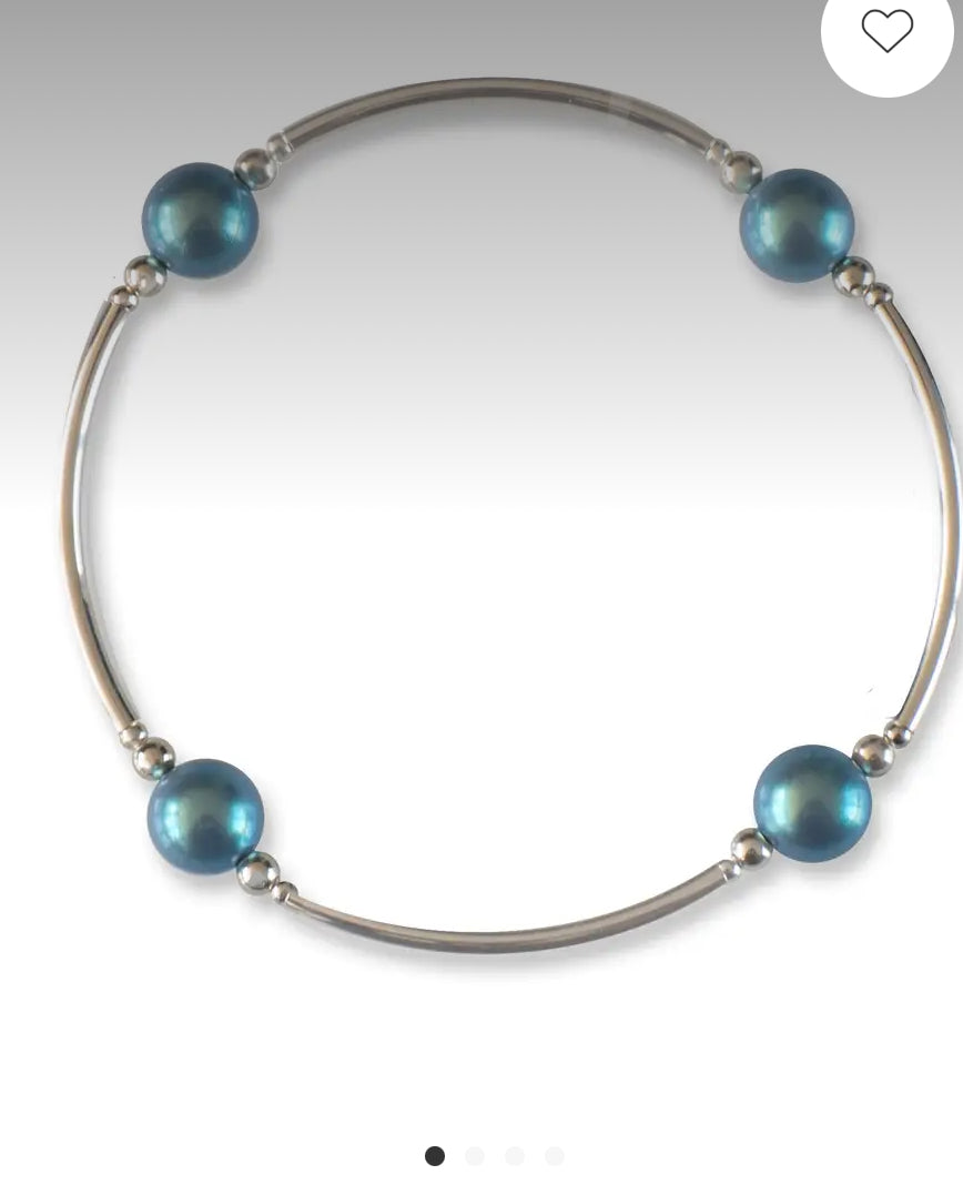 Accessories- Sterling Silver 8mm Shimmer Blue Crystal Pearls