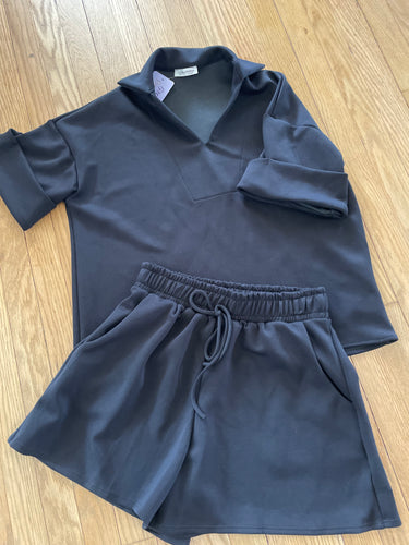 Sets - Comfy Silky Black shorts set