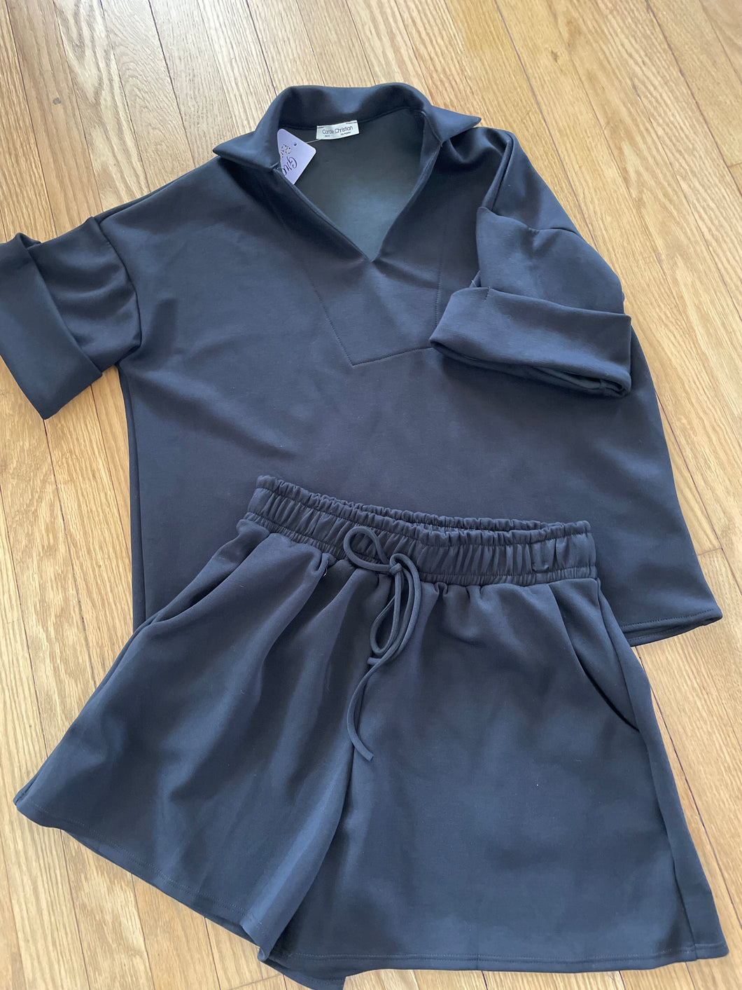 Sets - Comfy Silky Black shorts set