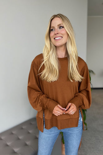 Tops - Rustic Brown Long Sleeve Knit Top
