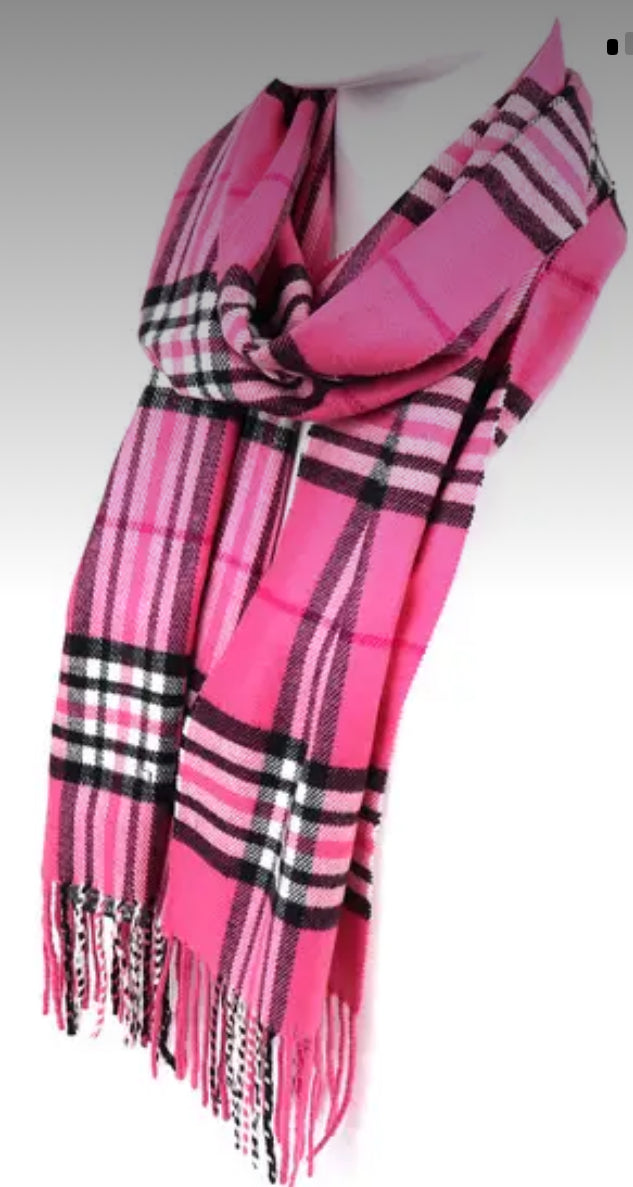 Accessories - Hot Pink and Black Plaid Scarf