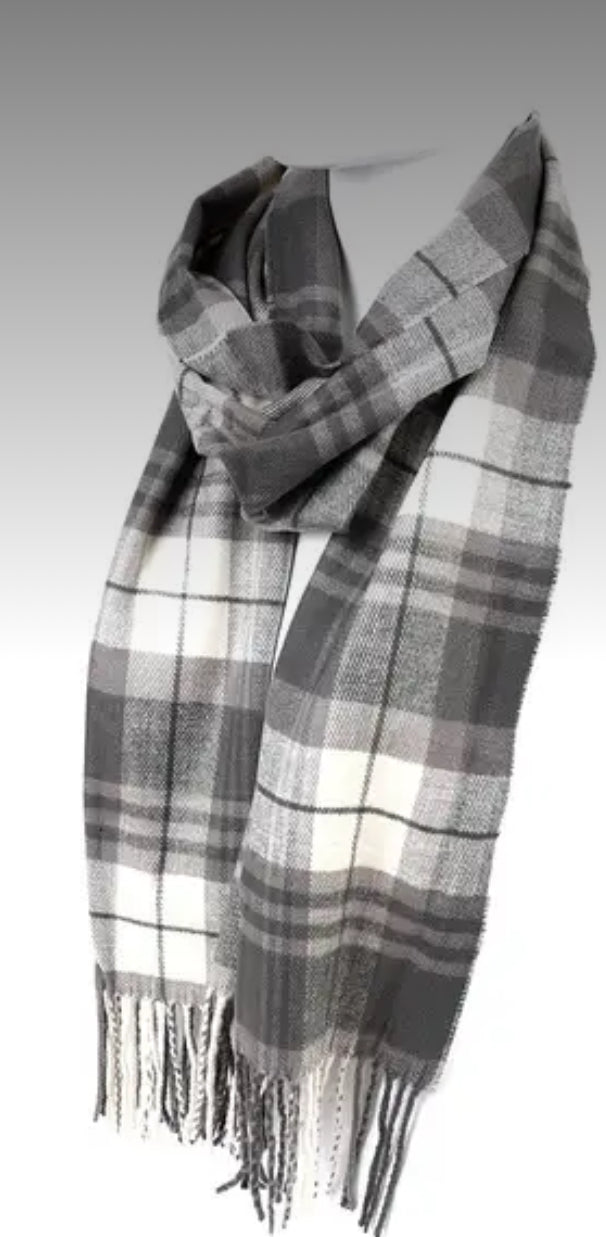 Accessories - Light Gray and Black Plaid Scarf