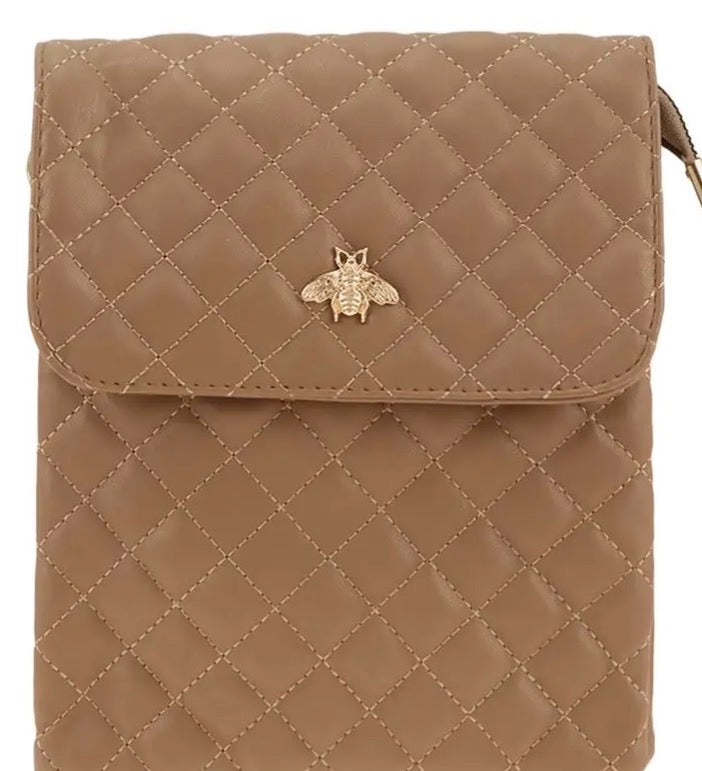 Accessories - Taupe Diamond Quilted Crossbody