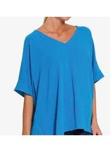 Tops - Spring Blue Dolman Sleeve V Neck Top