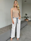 Bottoms - Billee Oatmeal Jeans W/Stripe