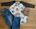 Tops - Plus Size Floral/Olive Top