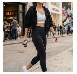 Bottoms - Eletian Tummy Control Black Cropped Leggings