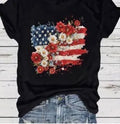 Tops - Patriotic Wildflower American Flag Graphic Tee