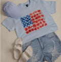 Tops - Light Blue Floral USA Flag Tee