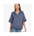 Tops- Blue Collared Short Sleeved Pull Over
