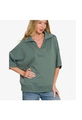 Tops - Scuba Collared Short Sleeve Pullover