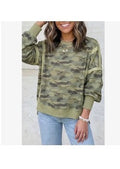 Tops - Camo Waffle Long Sleeved Pullover