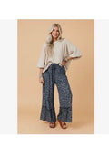 Bottoms - Leopard Print Wide Leg Pants
