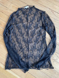 Tops - Plus Size Black Lace Chiffon Mesh Top