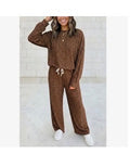 Sets - Leopard Print Long Sleeve Top W/Wide Leg Pants