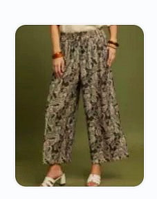 Bottoms - Paisley Pull On Wide Leg Pants