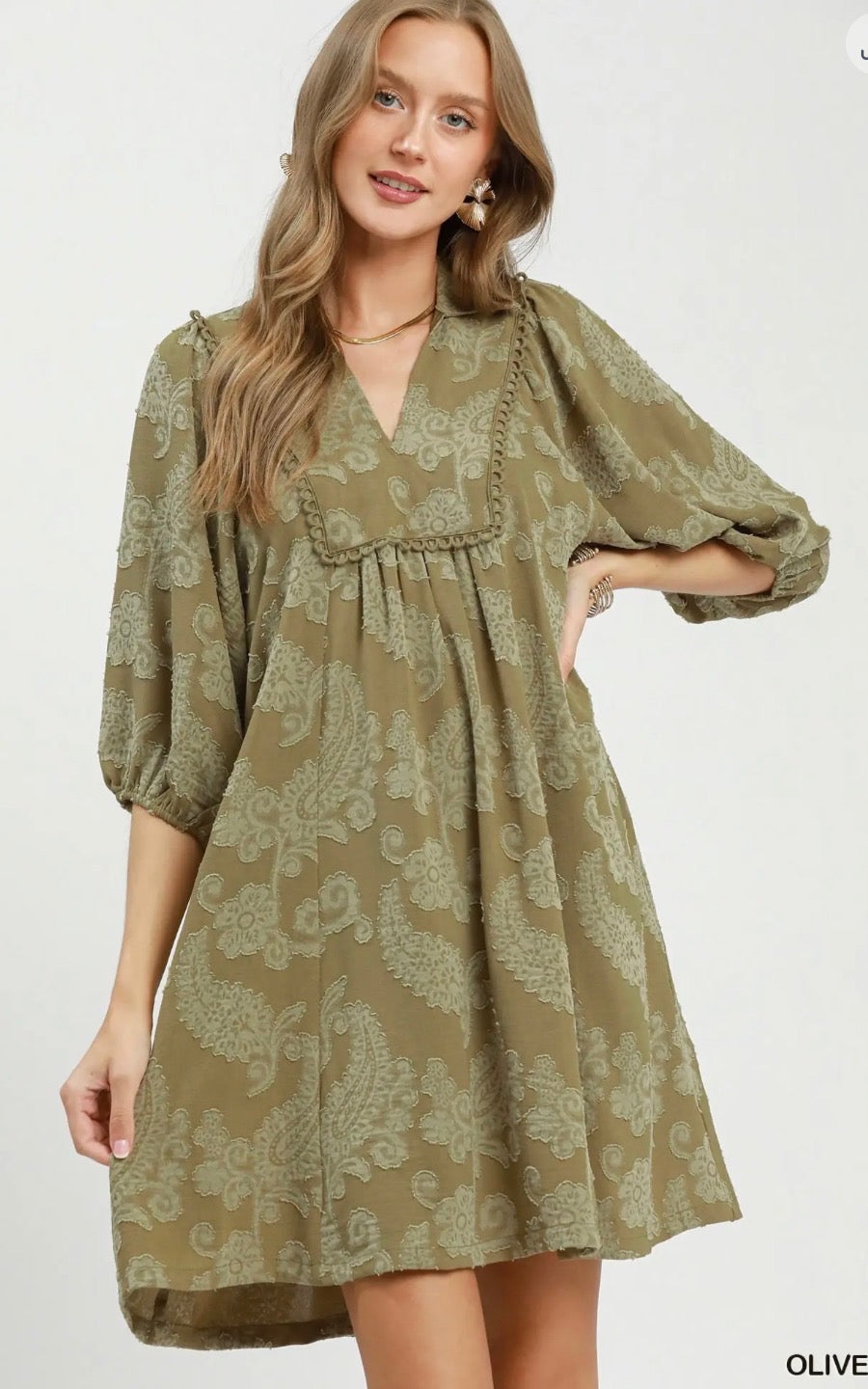 Dresses - Paisley Puff Sleeve Babydoll Dress