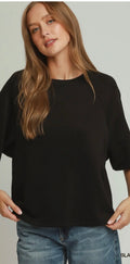 Tops - Black Raglan Sleeve Pullover Top