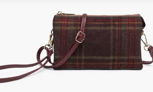 Accessories- Riley Plaid 3 Compartment Crossbody/ Wristlet