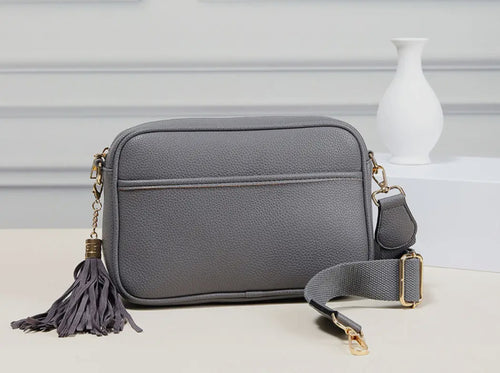 Accessories- Gray Rectangular Crossbody with Tassel