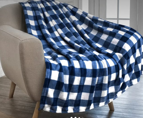 Home- Blue and White Fleece Blanket