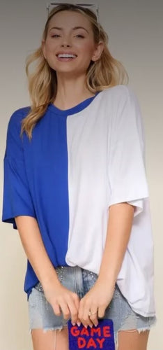 Tops- Color Block- Blue and White