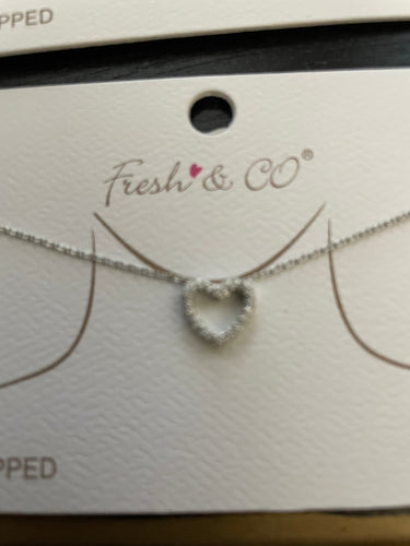 Accessories-Heart CZ Charm Necklace