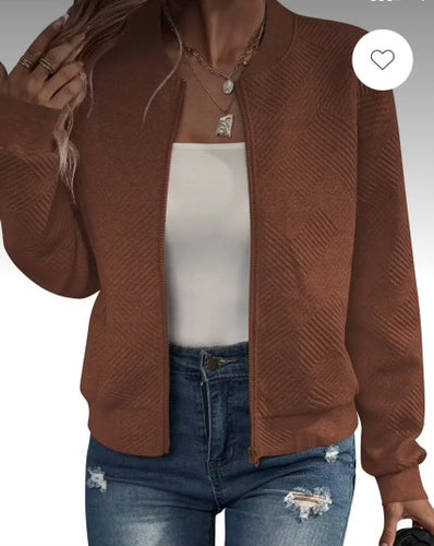 Cardigans and Jackets- Cocoa Zip Up Jacket