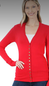 Cardigans- Red Snap Button Cardigan