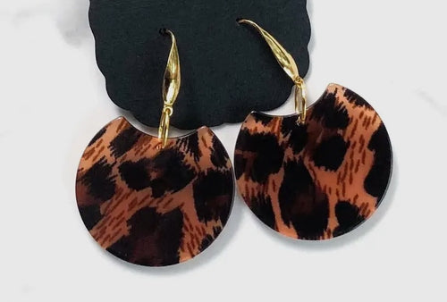 Accessories- Leopard Disc Earrings