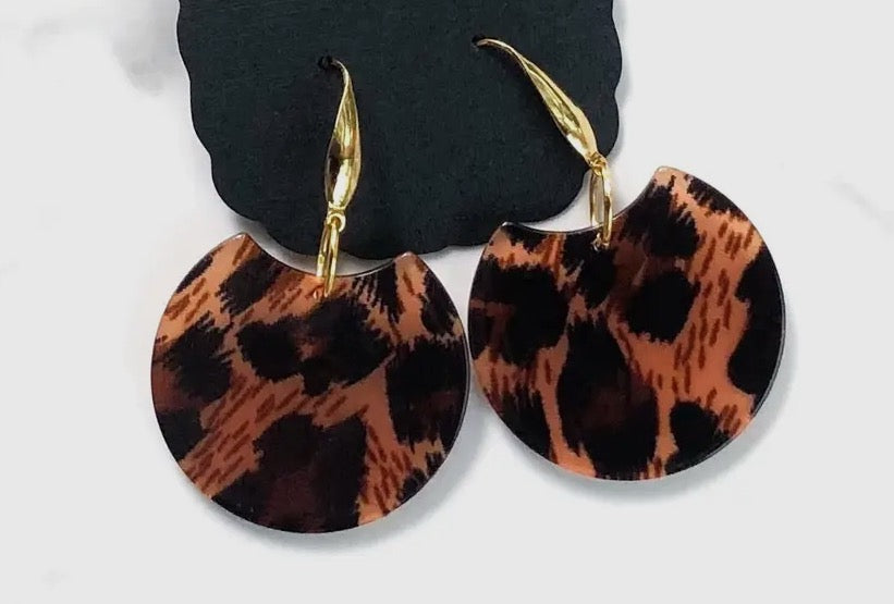 Accessories- Leopard Disc Earrings