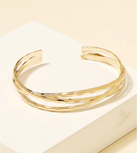 Accessories- Cuff Geometric Texture Stacked Bracelet