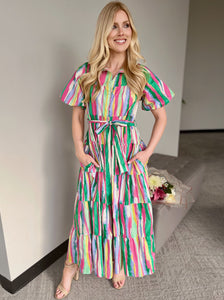 Dresses- Vibrant Multi Color with Tiered