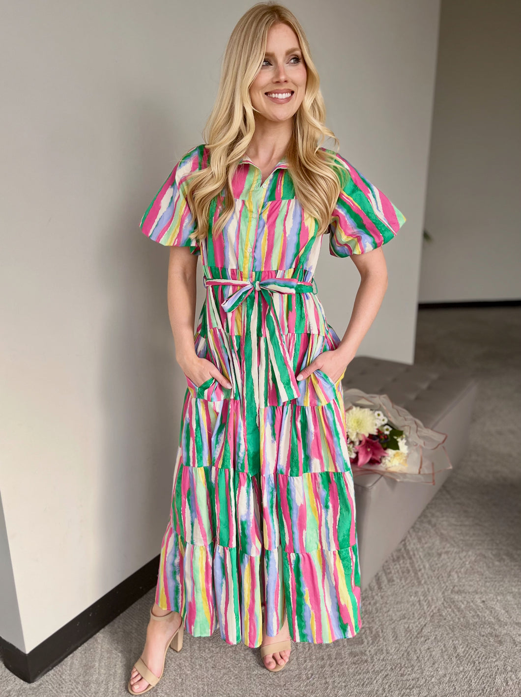 Dresses- Vibrant Multi Color with Tiered