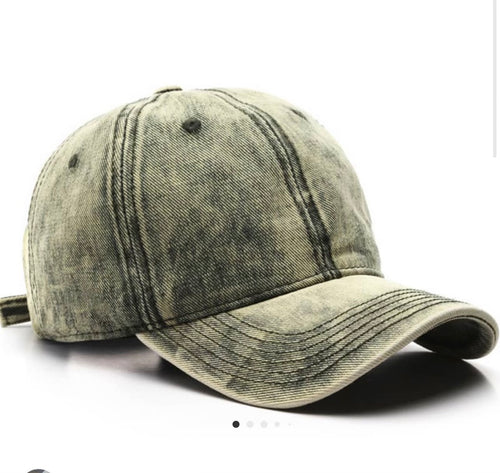 Accessories- Women’s Green Washed Solid Baseball Cap