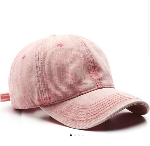 Accessories- Women’s Pink Washed Solid Baseball Cap