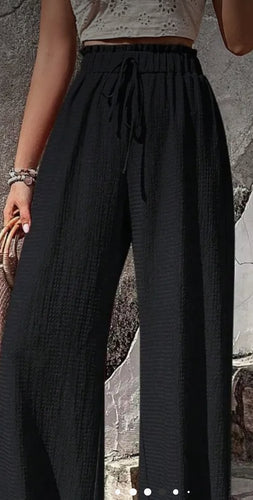 Bottoms- Black Flowy Wide Leg Pants