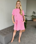 Dresses- Pink  Mineral Washed with Hood