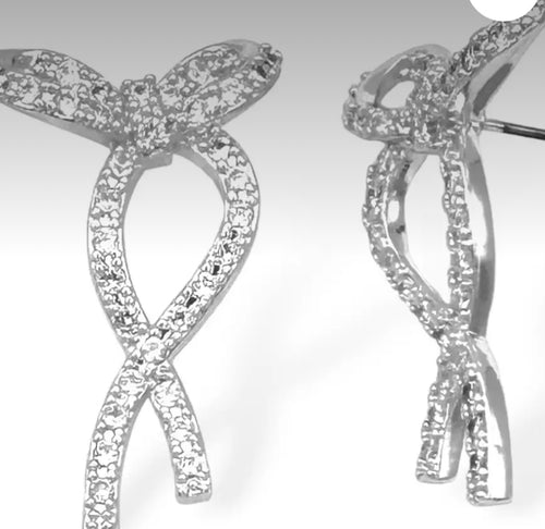 Accessories- Pave Crystal Ribbon Earrings
