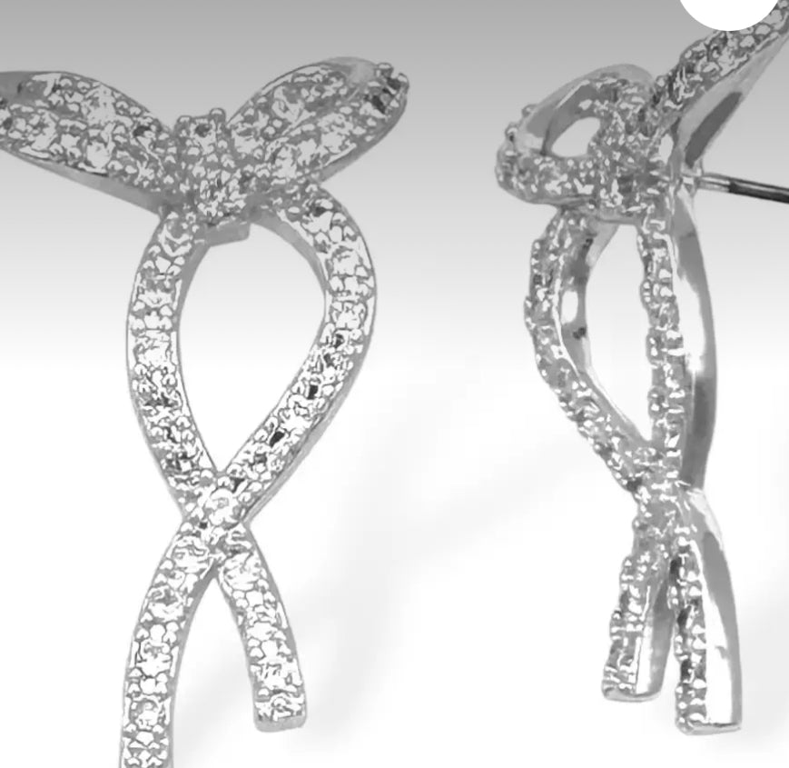 Accessories- Pave Crystal Ribbon Earrings