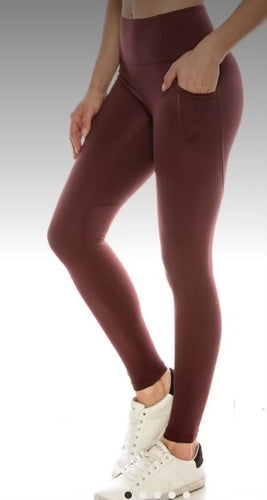 Bottoms- Wine Color Leggings with Side Pockets