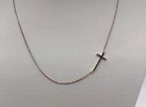 Accessories- Gold Sideways Cross Necklace