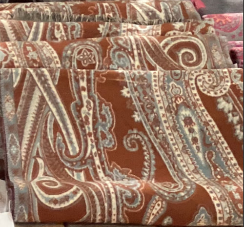 Accessories - Chocolate and Blue Paisley Print Versatile Scarf